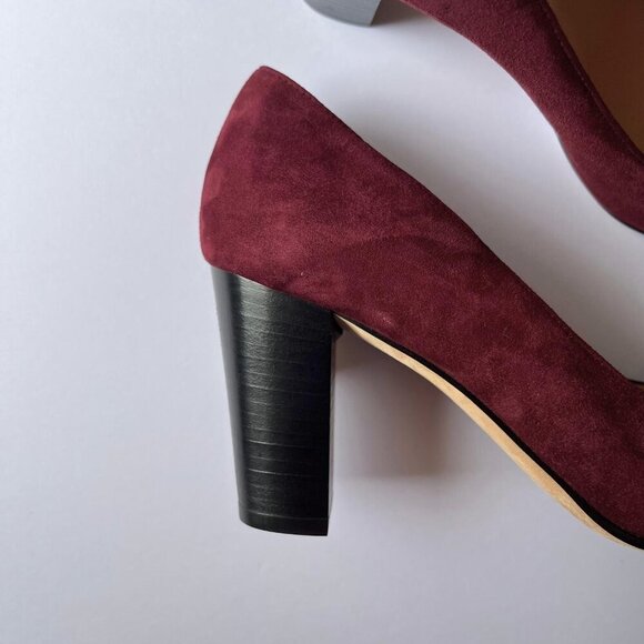 Brooks Brothers Women Burgundy Wine Suede Mid Heeled Pumps | Size 7 - Picture 6 of 10
